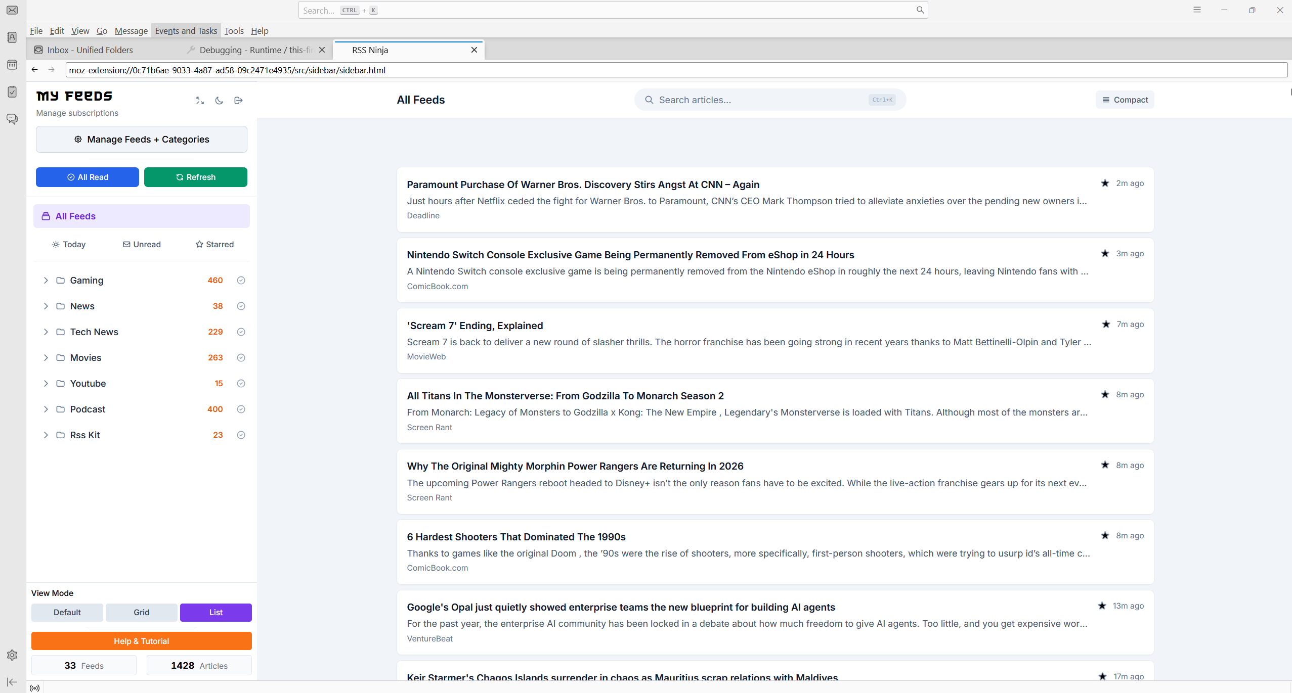 RSS Ninja Thunderbird